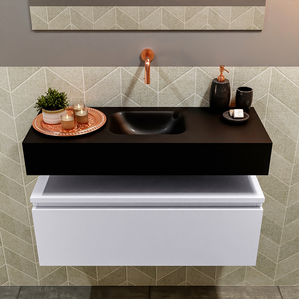 MONDIAZ ANDOR 80cm toiletmeubel cale. LEX 80cm wastafel urban positie midden. Zonder kraangat - Afbeelding 3