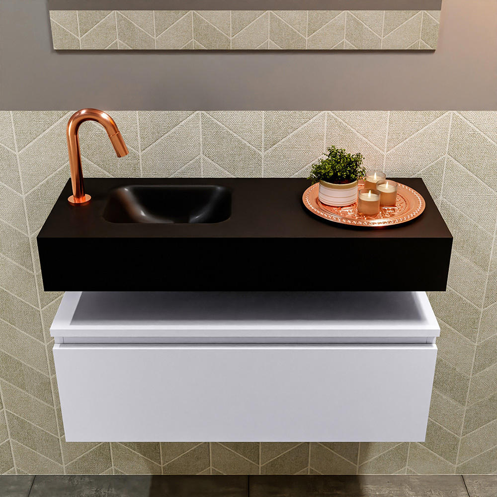 MONDIAZ ANDOR 80cm toiletmeubel cale. LEX 80cm wastafel urban positie links. Met 1 kraangat - Afbeelding 3