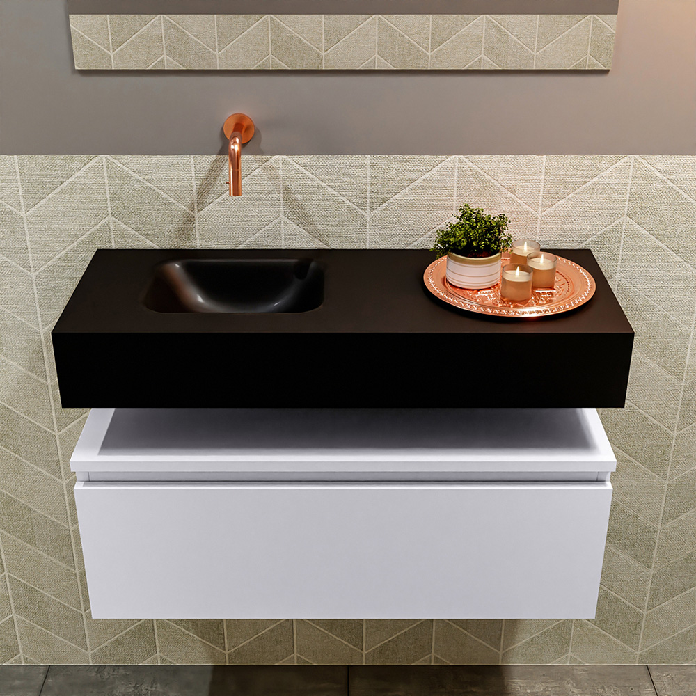 MONDIAZ ANDOR 80cm toiletmeubel cale. LEX 80cm wastafel urban positie links. Zonder kraangat - Afbeelding 3