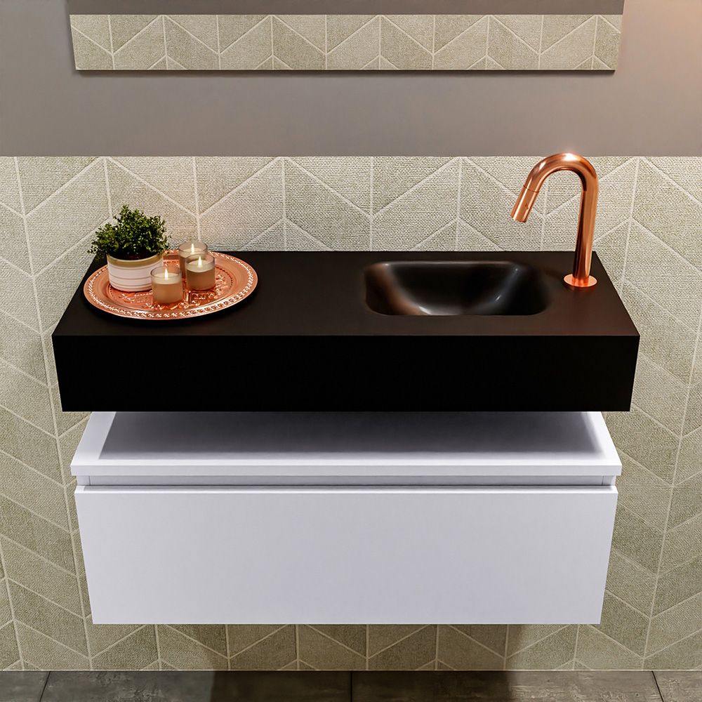 MONDIAZ ANDOR 80cm toiletmeubel cale. LEX 80cm wastafel urban positie rechts. Met 1 kraangat - Afbeelding 3