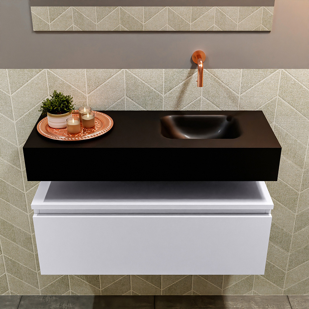 MONDIAZ ANDOR 80cm toiletmeubel cale. LEX 80cm wastafel urban positie rechts. Zonder kraangat - Afbeelding 3