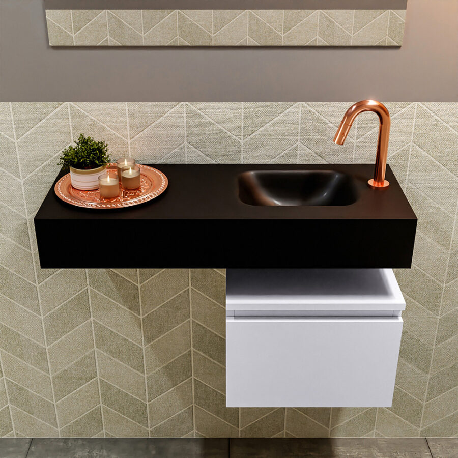 MONDIAZ ANDOR 40cm toiletmeubel cale. LEX 80cm wastafel urban positie rechts. Met 1 kraangat - Afbeelding 3