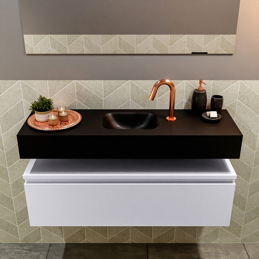 MONDIAZ ANDOR 100cm toiletmeubel cale. LEX 100cm wastafel urban positie midden. Met 1 kraangat - Afbeelding 3