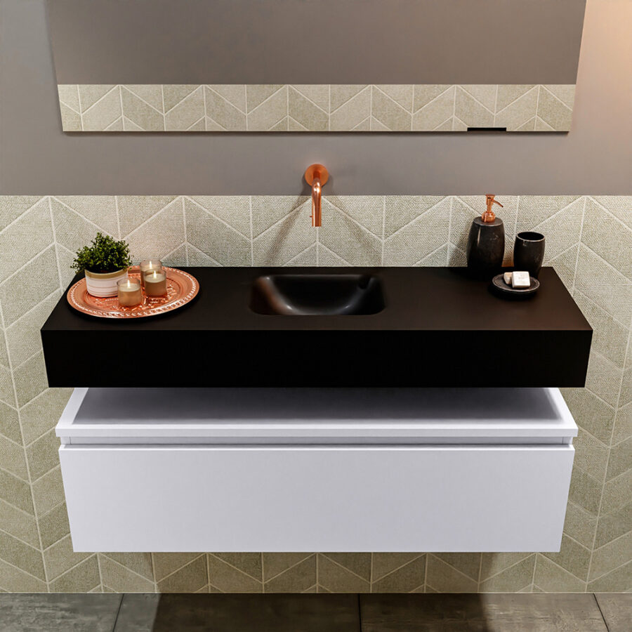 MONDIAZ ANDOR 100cm toiletmeubel cale. LEX 100cm wastafel urban positie midden. Zonder kraangat - Afbeelding 3