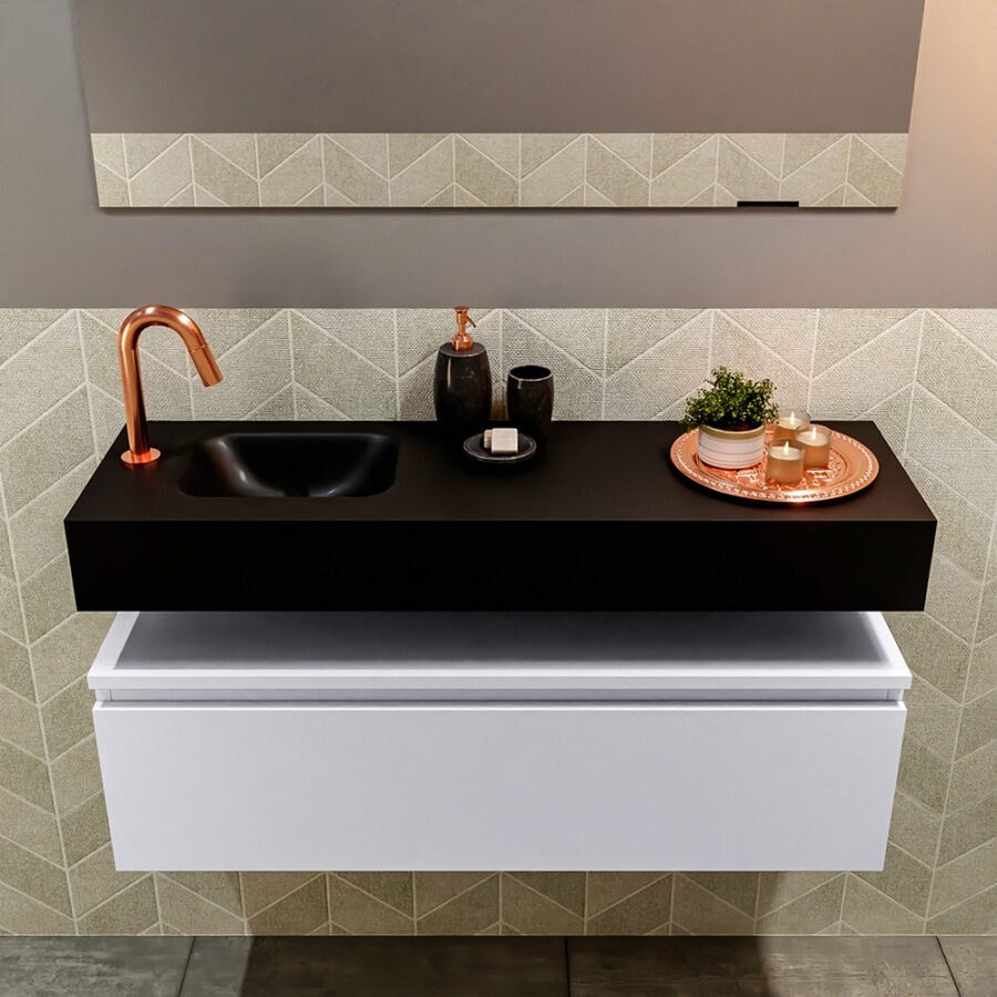 MONDIAZ ANDOR 100cm toiletmeubel cale. LEX 100cm wastafel urban positie links. Met 1 kraangat - Afbeelding 3