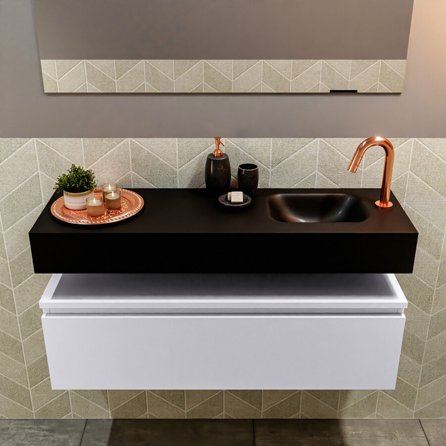 MONDIAZ ANDOR 100cm toiletmeubel cale. LEX 100cm wastafel urban positie rechts. Met 1 kraangat - Afbeelding 3