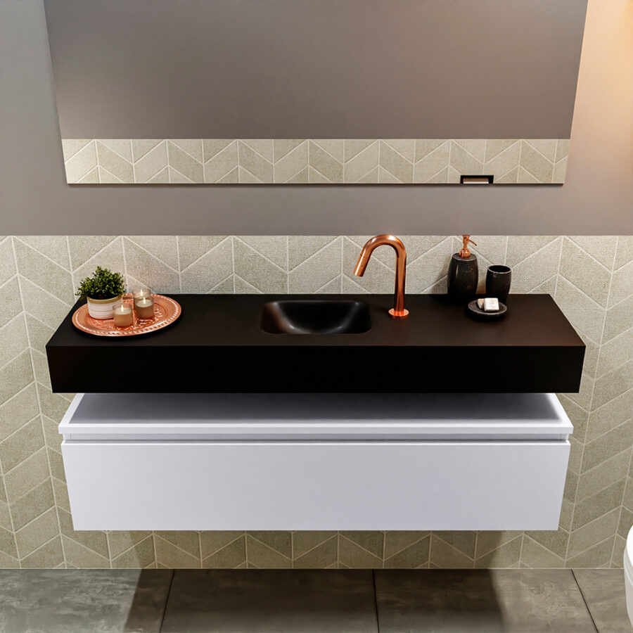 MONDIAZ ANDOR 120cm toiletmeubel cale. LEX 120cm wastafel urban positie midden. Met 1 kraangat - Afbeelding 3
