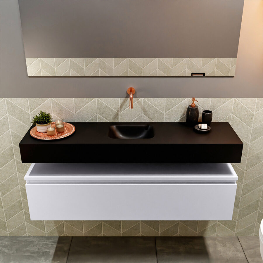MONDIAZ ANDOR 120cm toiletmeubel cale. LEX 120cm wastafel urban positie midden. Zonder kraangat - Afbeelding 3