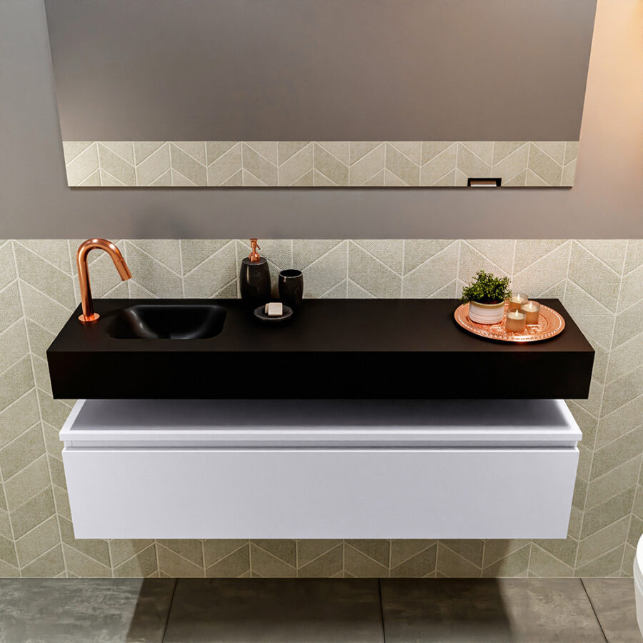 MONDIAZ ANDOR 120cm toiletmeubel cale. LEX 120cm wastafel urban positie links. Met 1 kraangat - Afbeelding 3