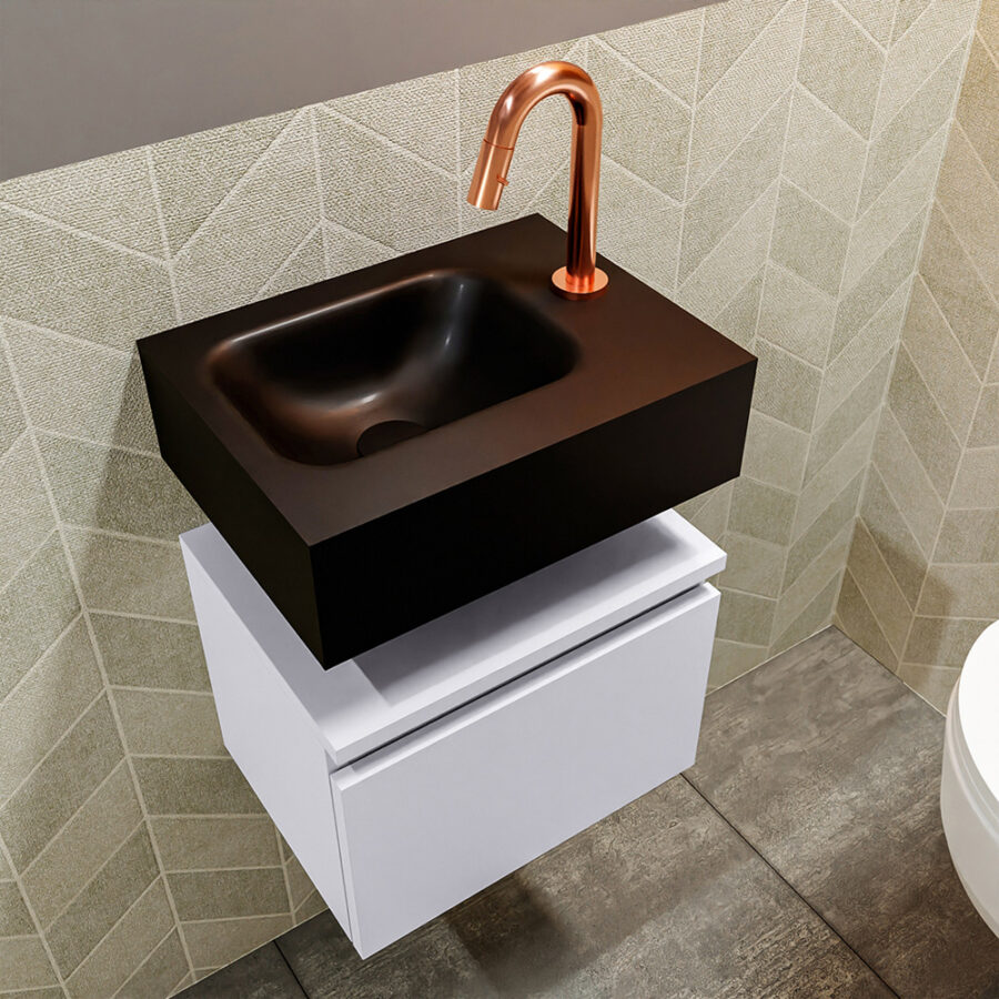 MONDIAZ ANDOR 40cm toiletmeubel cale. LEX 40cm wastafel urban positie links. Met 1 kraangat - Afbeelding 2