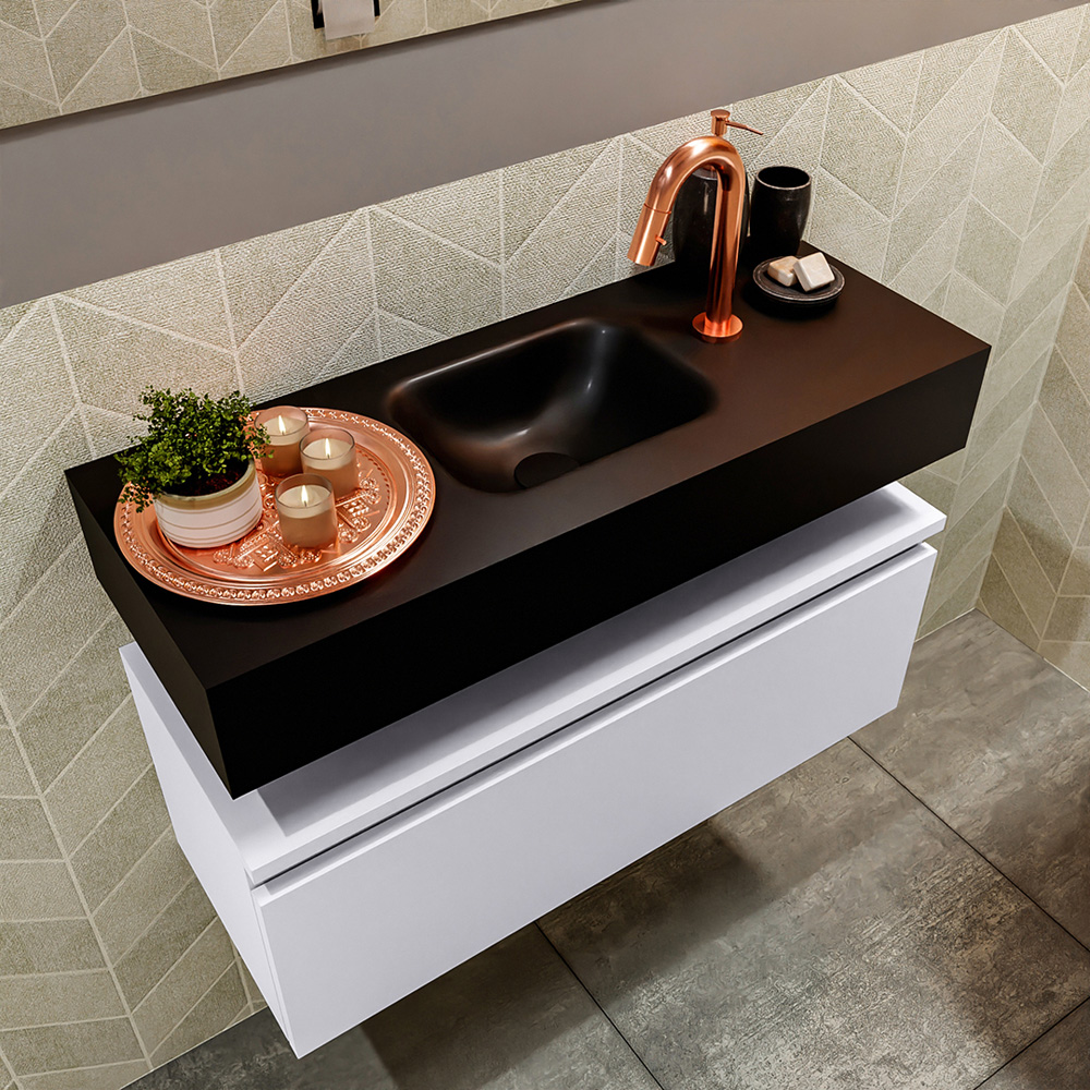 MONDIAZ ANDOR 80cm toiletmeubel cale. LEX 80cm wastafel urban positie midden. Met 1 kraangat - Afbeelding 2