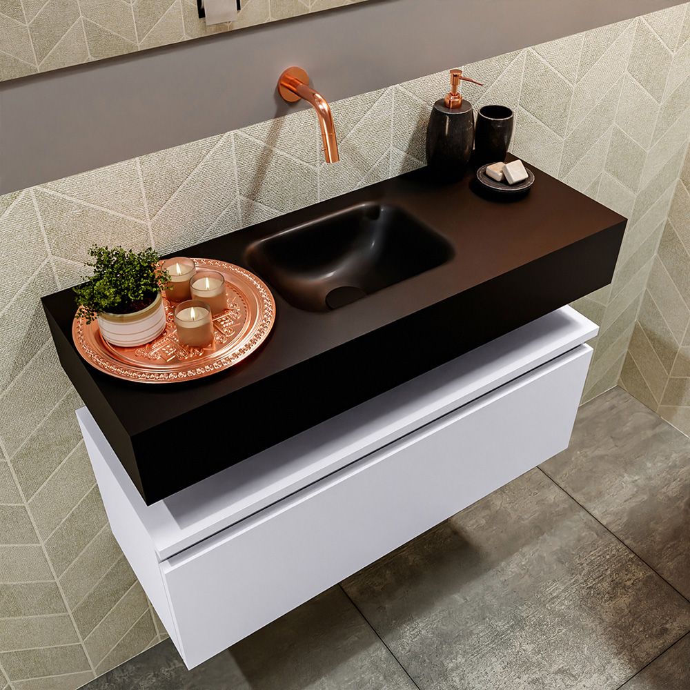 MONDIAZ ANDOR 80cm toiletmeubel cale. LEX 80cm wastafel urban positie midden. Zonder kraangat - Afbeelding 2