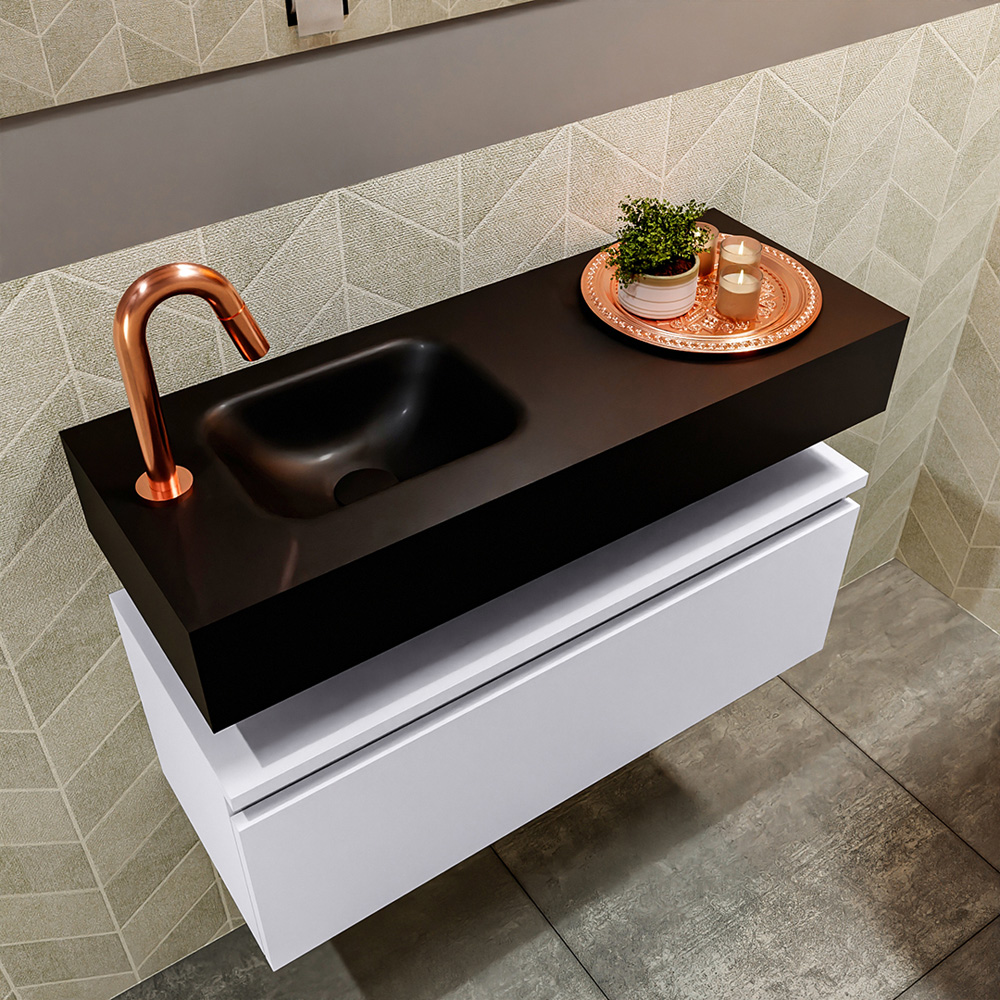 MONDIAZ ANDOR 80cm toiletmeubel cale. LEX 80cm wastafel urban positie links. Met 1 kraangat - Afbeelding 2