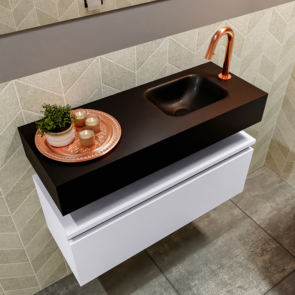 MONDIAZ ANDOR 80cm toiletmeubel cale. LEX 80cm wastafel urban positie rechts. Met 1 kraangat - Afbeelding 2