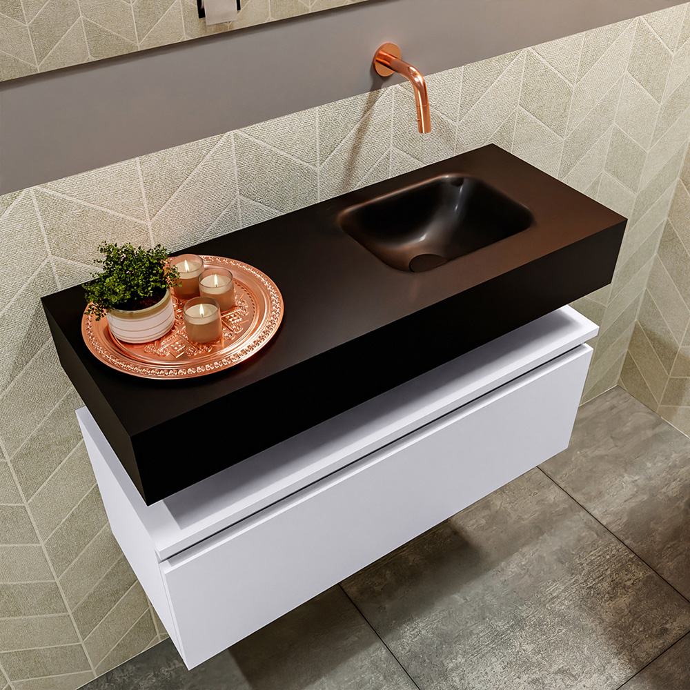 MONDIAZ ANDOR 80cm toiletmeubel cale. LEX 80cm wastafel urban positie rechts. Zonder kraangat - Afbeelding 2