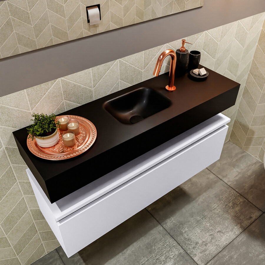 MONDIAZ ANDOR 100cm toiletmeubel cale. LEX 100cm wastafel urban positie midden. Met 1 kraangat - Afbeelding 2