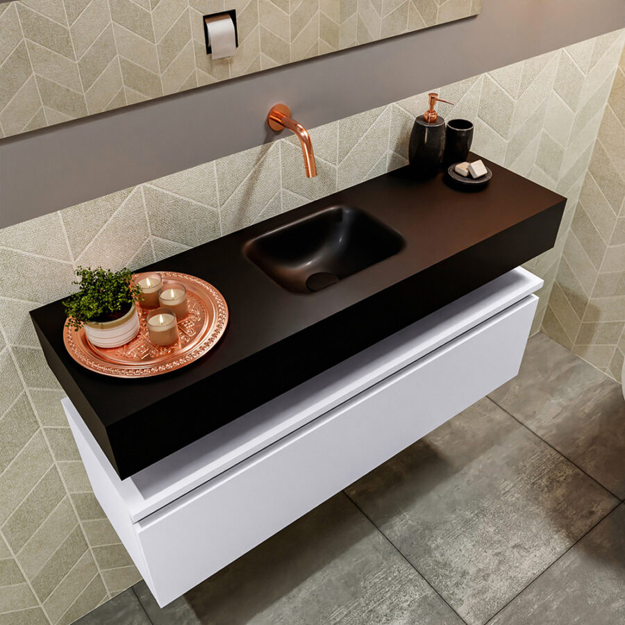 MONDIAZ ANDOR 100cm toiletmeubel cale. LEX 100cm wastafel urban positie midden. Zonder kraangat - Afbeelding 2