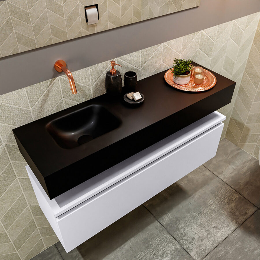 MONDIAZ ANDOR 100cm toiletmeubel cale. LEX 100cm wastafel urban positie links. Zonder kraangat - Afbeelding 2