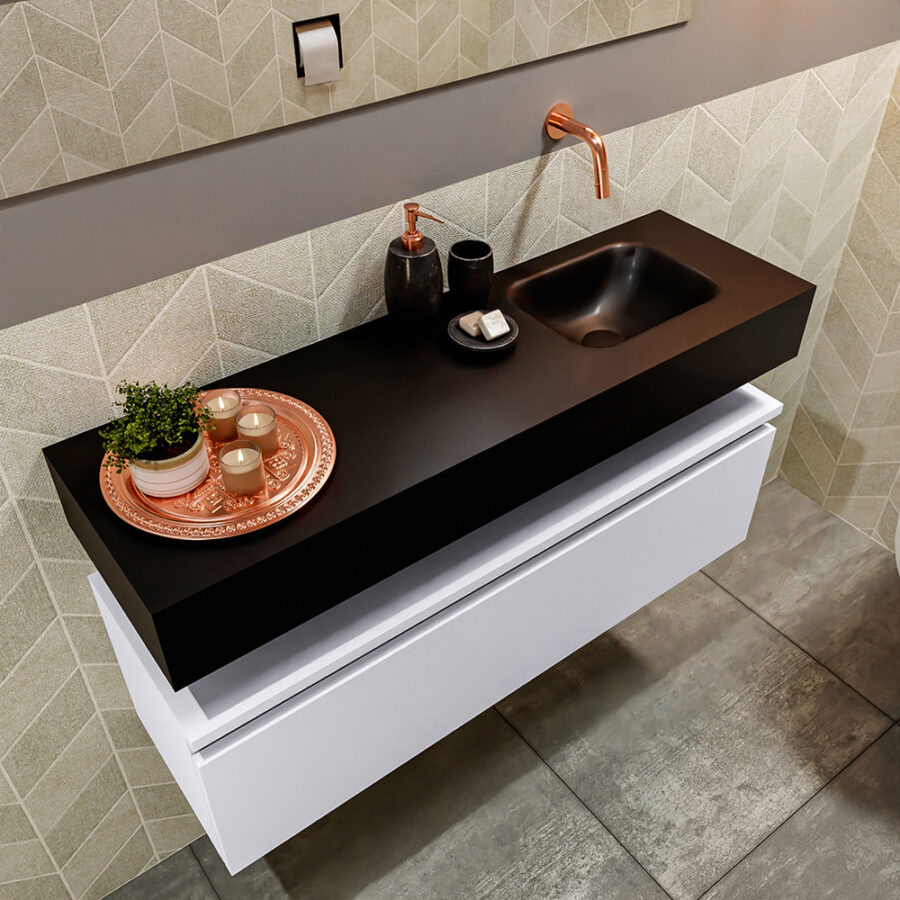 MONDIAZ ANDOR 100cm toiletmeubel cale. LEX 100cm wastafel urban positie rechts. Zonder kraangat - Afbeelding 2
