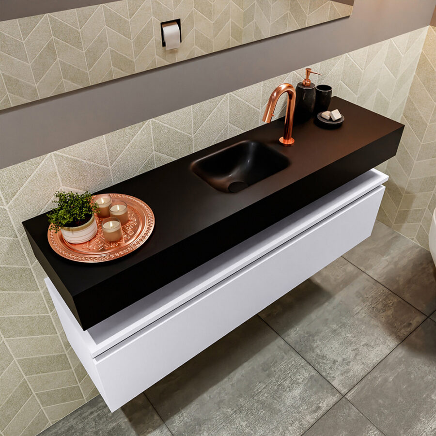 MONDIAZ ANDOR 120cm toiletmeubel cale. LEX 120cm wastafel urban positie midden. Met 1 kraangat - Afbeelding 2