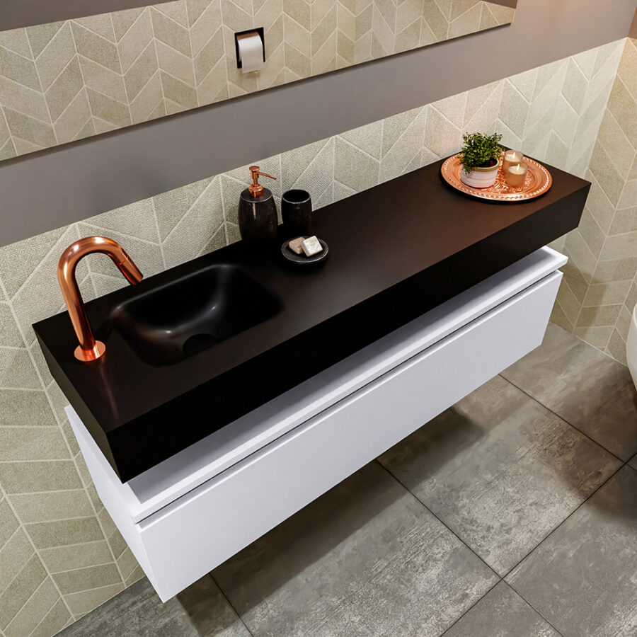 MONDIAZ ANDOR 120cm toiletmeubel cale. LEX 120cm wastafel urban positie links. Met 1 kraangat - Afbeelding 2