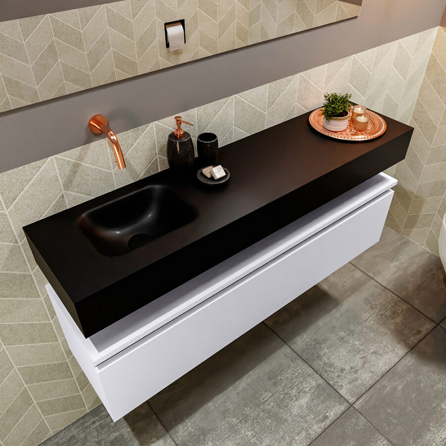 MONDIAZ ANDOR 120cm toiletmeubel cale. LEX 120cm wastafel urban positie links. Zonder kraangat - Afbeelding 2