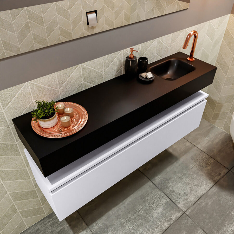 MONDIAZ ANDOR 120cm toiletmeubel cale. LEX 120cm wastafel urban positie rechts. Met 1 kraangat - Afbeelding 2