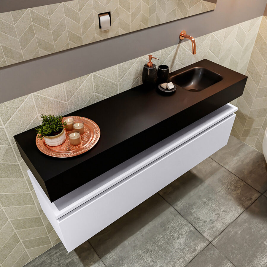 MONDIAZ ANDOR 120cm toiletmeubel cale. LEX 120cm wastafel urban positie rechts. Zonder kraangat - Afbeelding 2
