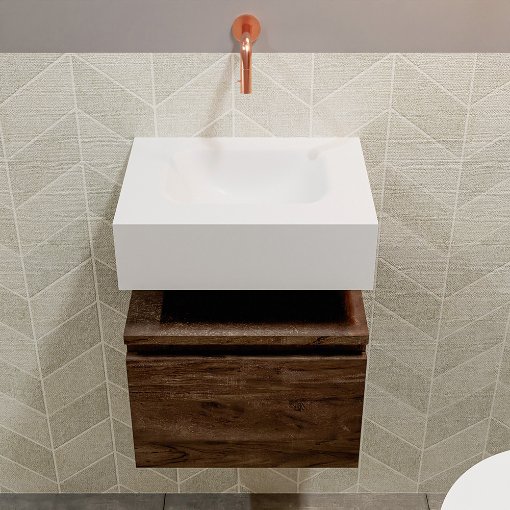 MONDIAZ ANDOR 40cm toiletmeubel dark brown. LEX 40cm wastafel talc positie midden. Zonder kraangat - Afbeelding 3