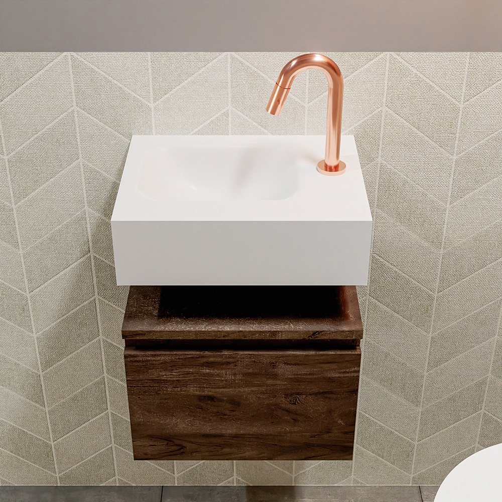 MONDIAZ ANDOR 40cm toiletmeubel dark brown. LEX 40cm wastafel talc positie links. Met 1 kraangat - Afbeelding 3