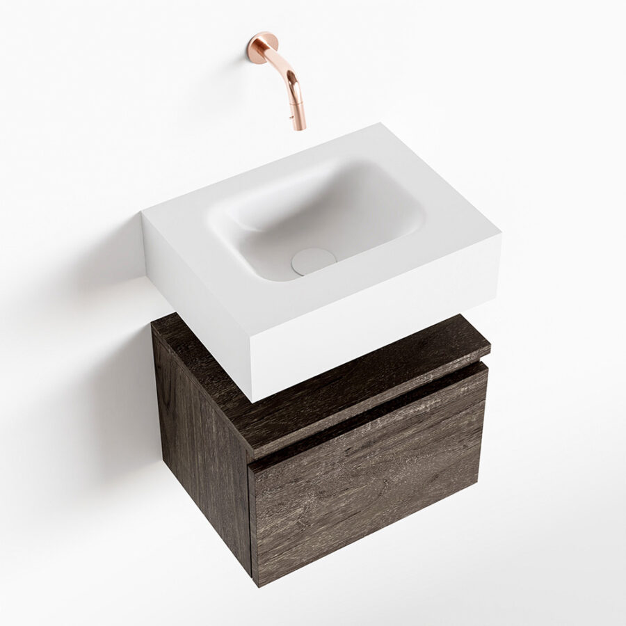 MONDIAZ ANDOR 40cm toiletmeubel dark brown. LEX 40cm wastafel talc positie midden. Zonder kraangat - Afbeelding 4