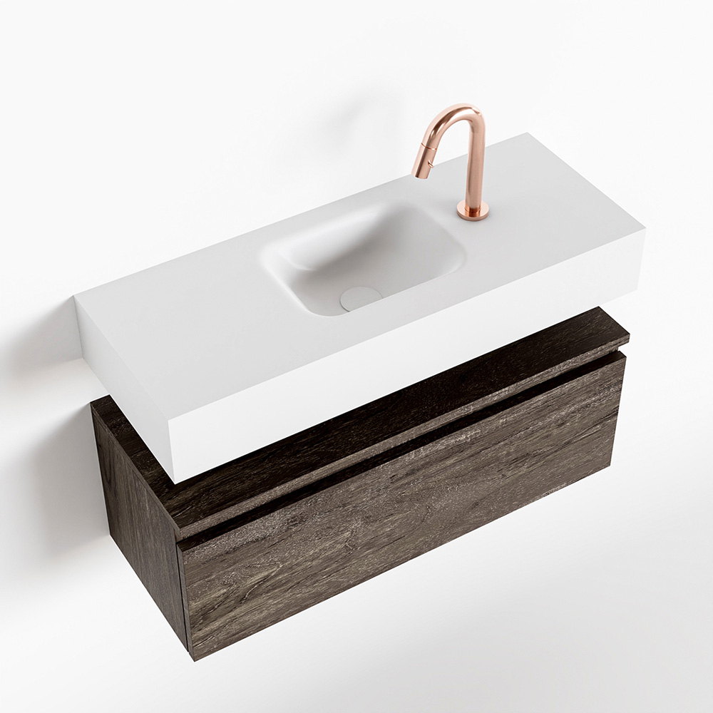 MONDIAZ ANDOR 80cm toiletmeubel dark brown. LEX 80cm wastafel talc positie midden. Met 1 kraangat - Afbeelding 4