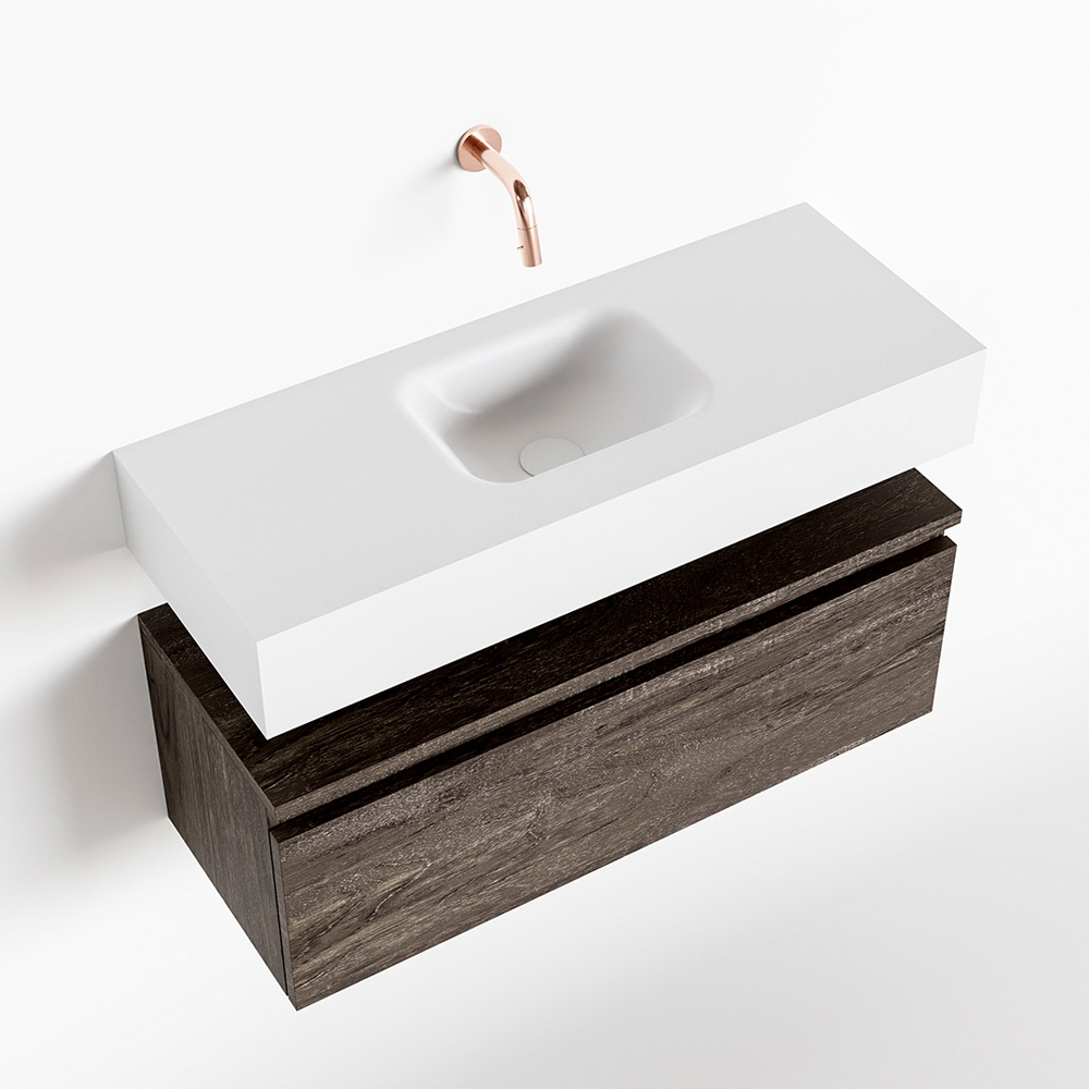 MONDIAZ ANDOR 80cm toiletmeubel dark brown. LEX 80cm wastafel talc positie midden. Zonder kraangat - Afbeelding 4