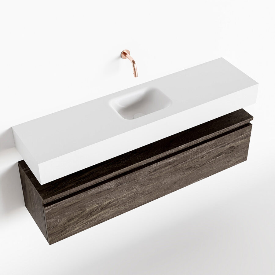 MONDIAZ ANDOR 120cm toiletmeubel dark brown. LEX 120cm wastafel talc positie midden. Zonder kraangat - Afbeelding 4