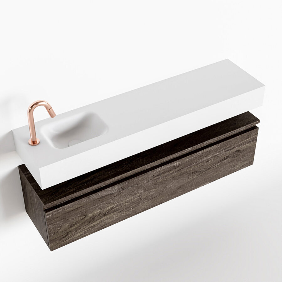 MONDIAZ ANDOR 120cm toiletmeubel dark brown. LEX 120cm wastafel talc positie links. Met 1 kraangat - Afbeelding 4