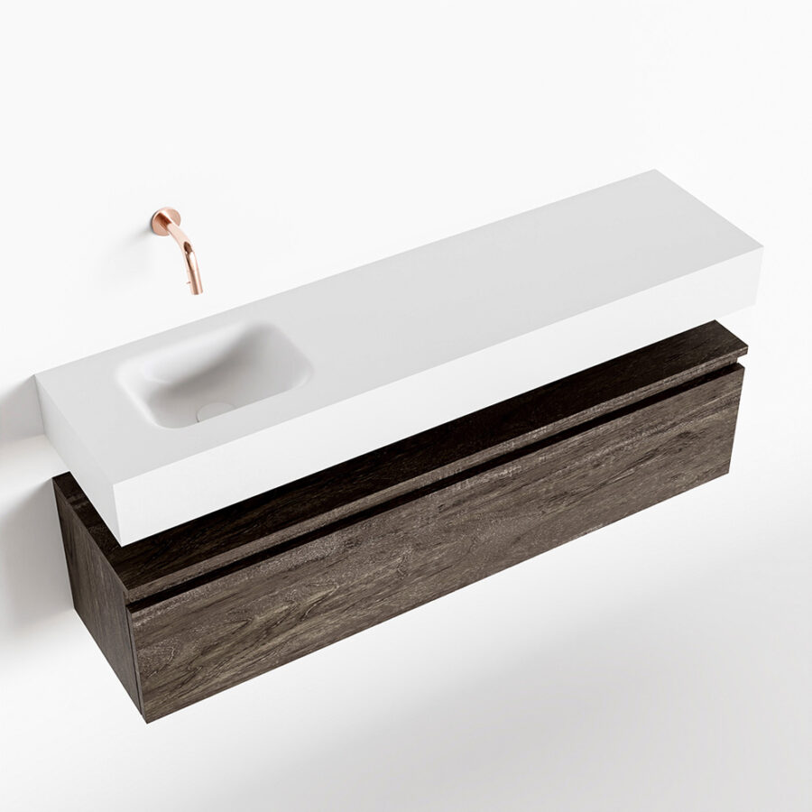 MONDIAZ ANDOR 120cm toiletmeubel dark brown. LEX 120cm wastafel talc positie links. Zonder kraangat - Afbeelding 4