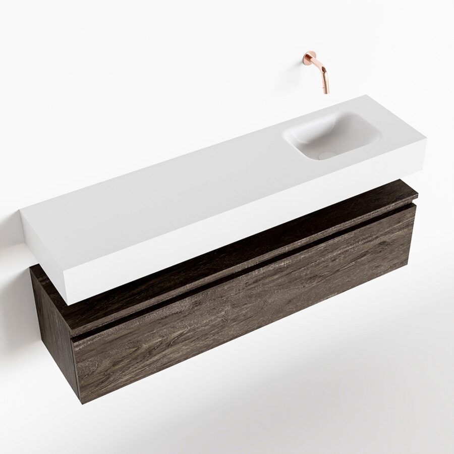 MONDIAZ ANDOR 120cm toiletmeubel dark brown. LEX 120cm wastafel talc positie rechts. Zonder kraangat - Afbeelding 4