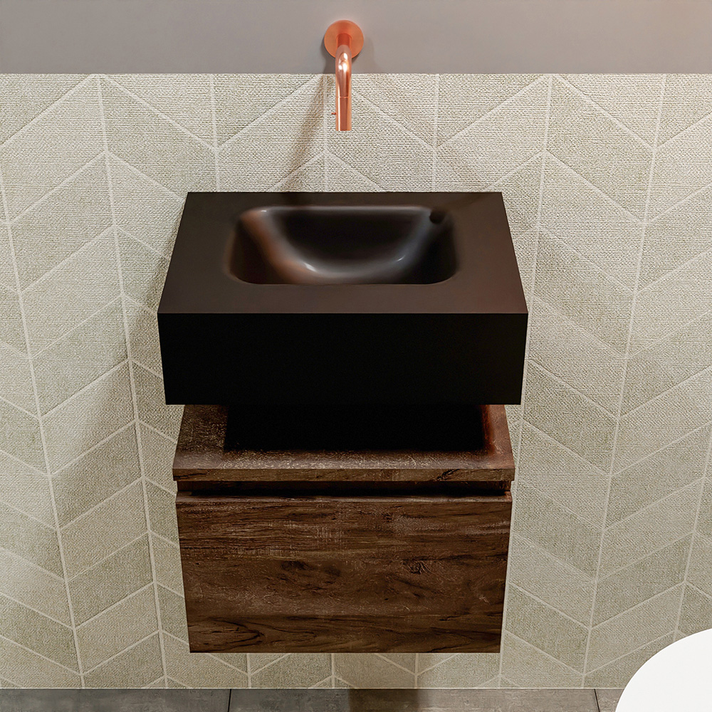 MONDIAZ ANDOR 40cm toiletmeubel dark brown. LEX 40cm wastafel urban positie midden. Zonder kraangat - Afbeelding 3