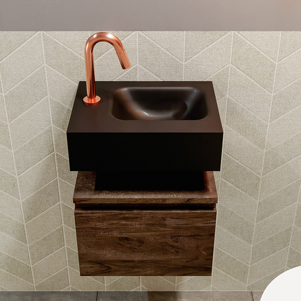 MONDIAZ ANDOR 40cm toiletmeubel dark brown. LEX 40cm wastafel urban positie rechts. Met 1 kraangat - Afbeelding 3