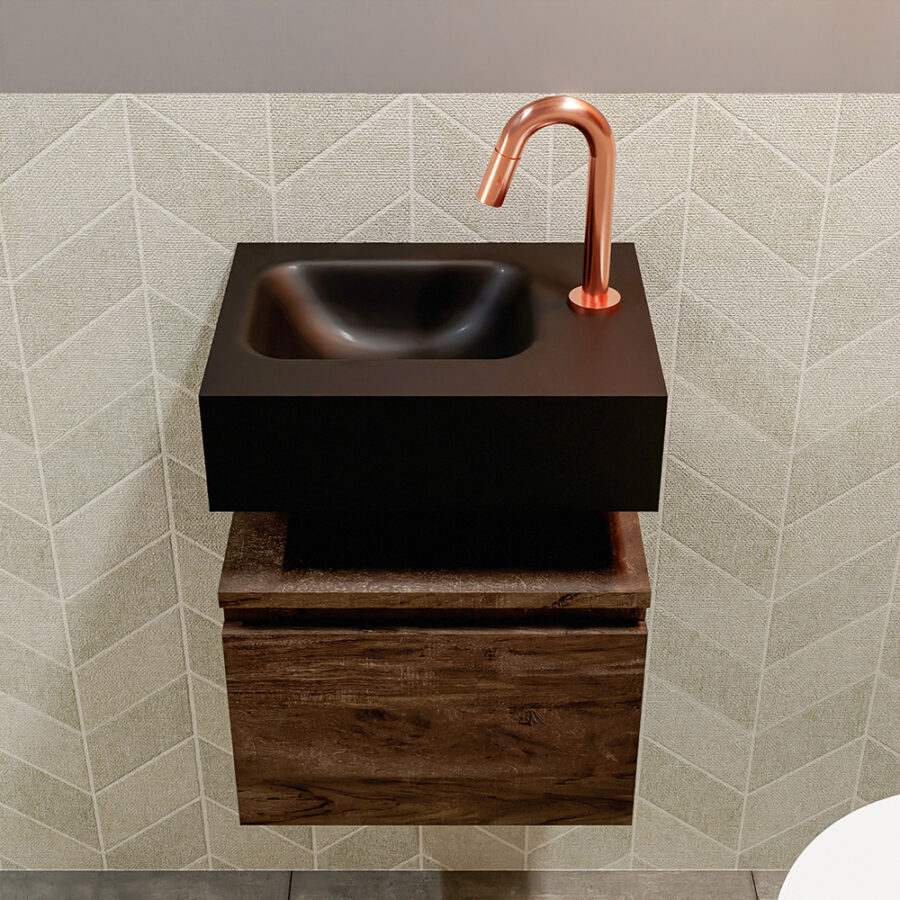MONDIAZ ANDOR 40cm toiletmeubel dark brown. LEX 40cm wastafel urban positie links. Met 1 kraangat - Afbeelding 3