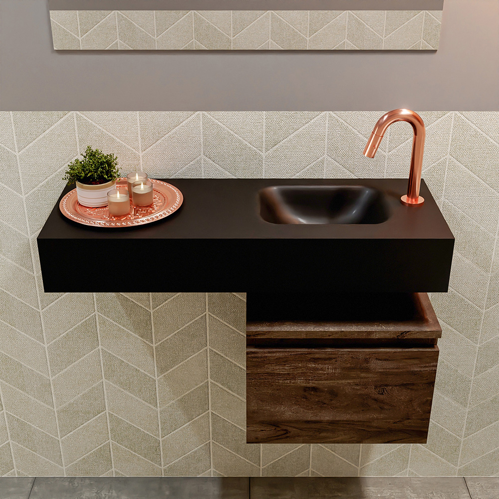 MONDIAZ ANDOR 40cm toiletmeubel dark brown. LEX 80cm wastafel urban positie rechts. Met 1 kraangat - Afbeelding 3