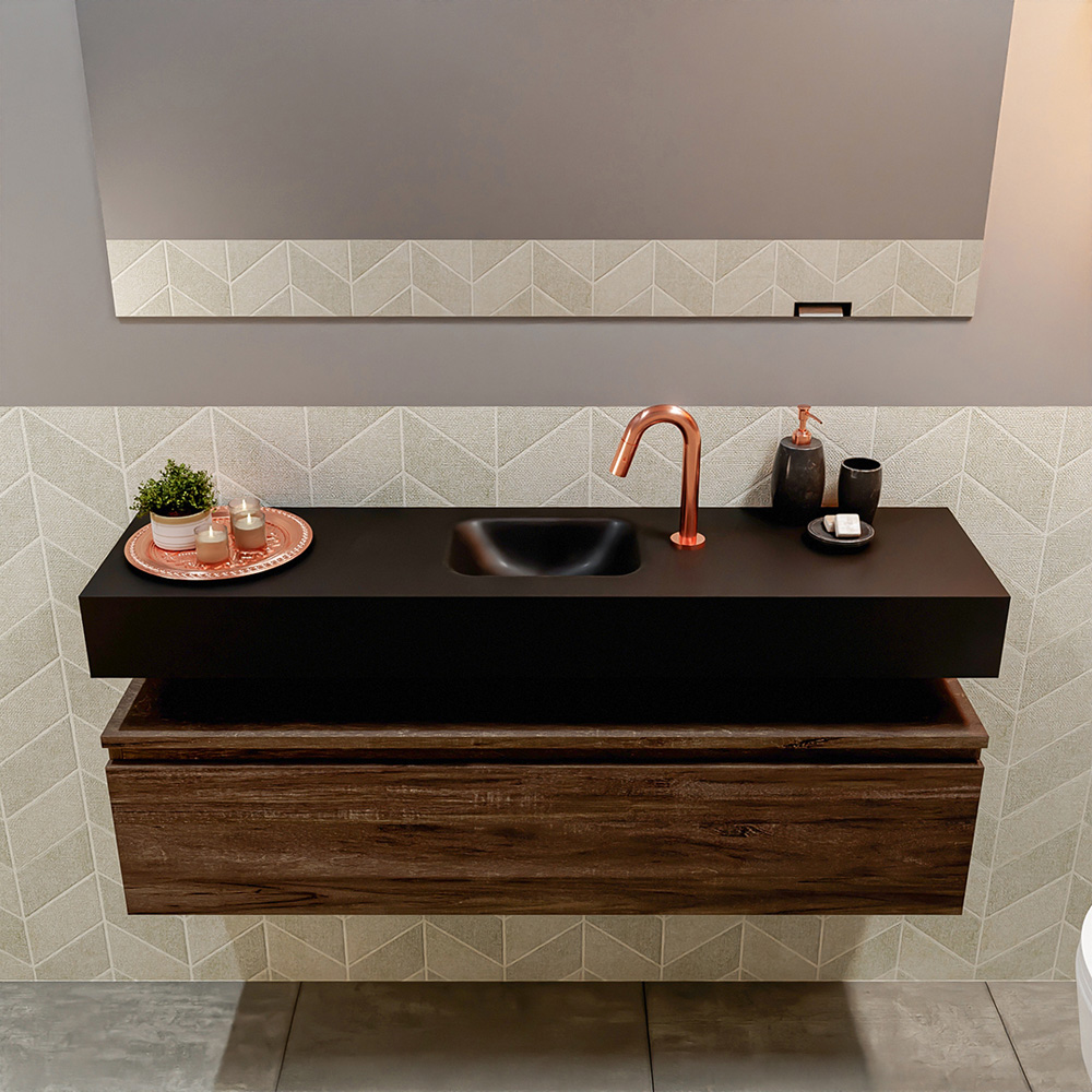 MONDIAZ ANDOR 120cm toiletmeubel dark brown. LEX 120cm wastafel urban positie midden. Met 1 kraangat - Afbeelding 3