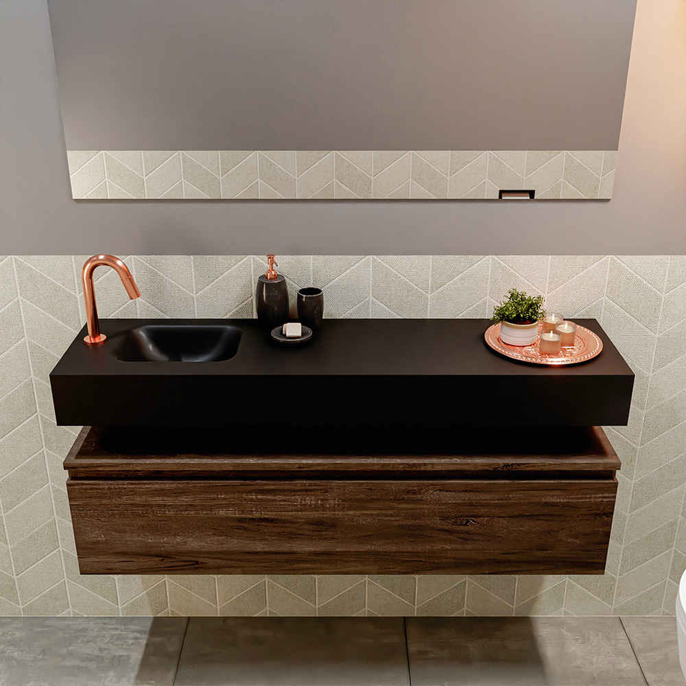 MONDIAZ ANDOR 120cm toiletmeubel dark brown. LEX 120cm wastafel urban positie links. Met 1 kraangat - Afbeelding 3