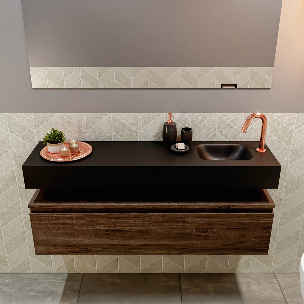 MONDIAZ ANDOR 120cm toiletmeubel dark brown. LEX 120cm wastafel urban positie rechts. Met 1 kraangat - Afbeelding 3