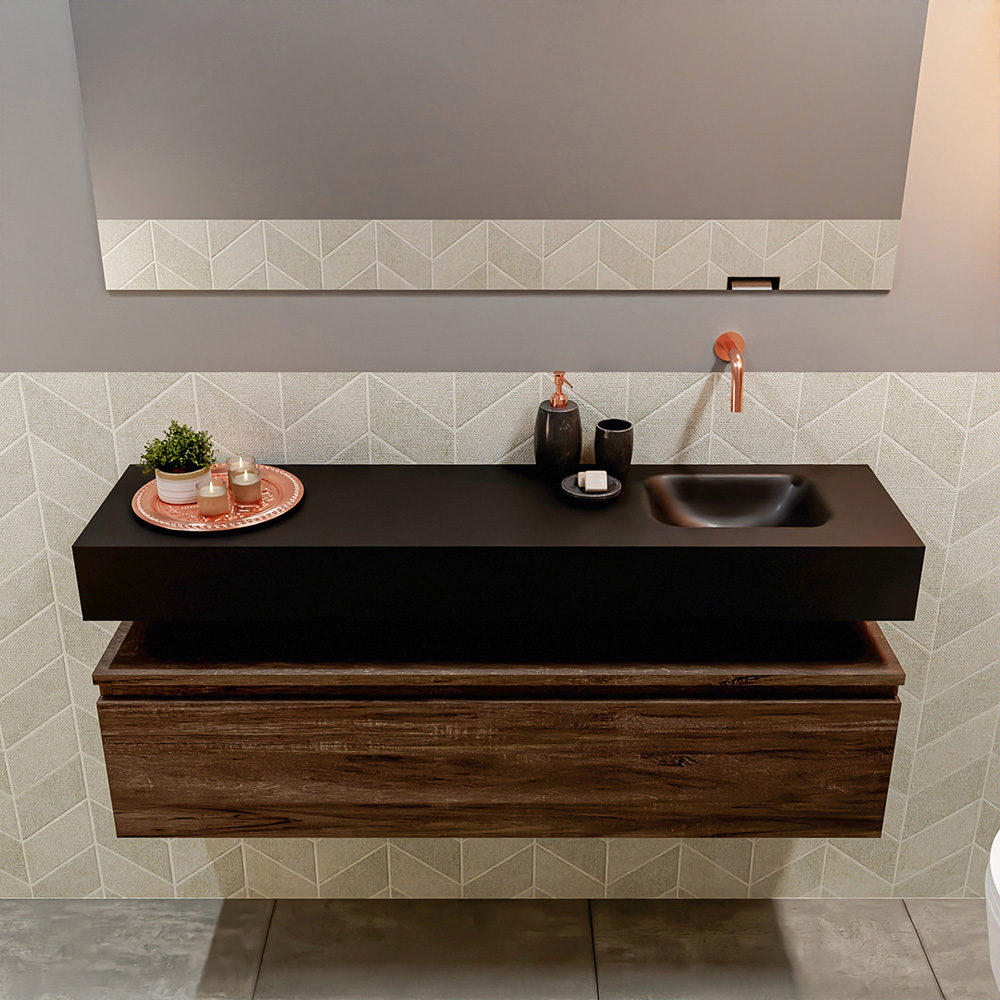 MONDIAZ ANDOR 120cm toiletmeubel dark brown. LEX 120cm wastafel urban positie rechts. Zonder kraangat - Afbeelding 3