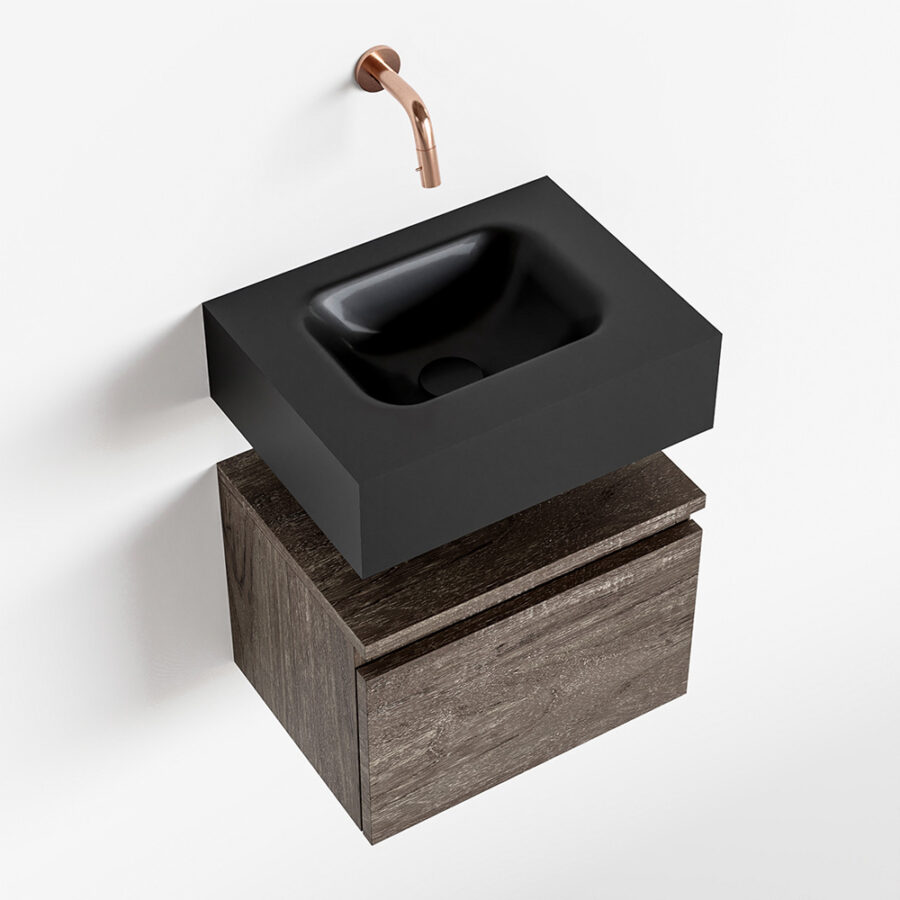 MONDIAZ ANDOR 40cm toiletmeubel dark brown. LEX 40cm wastafel urban positie midden. Zonder kraangat - Afbeelding 4