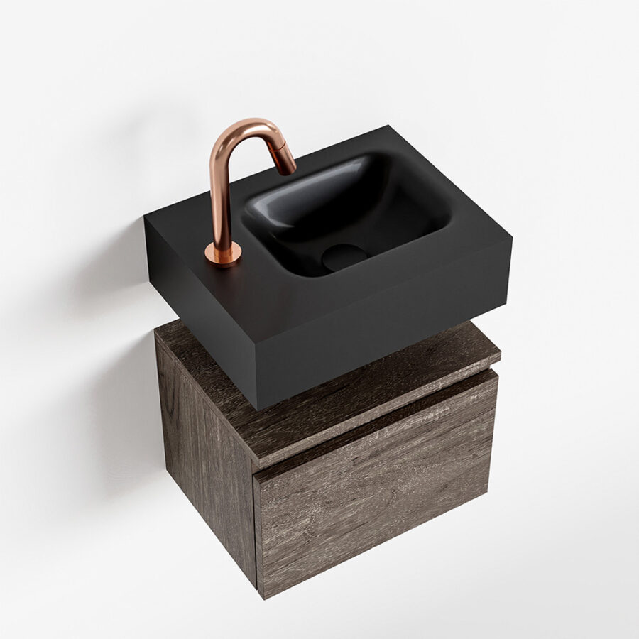 MONDIAZ ANDOR 40cm toiletmeubel dark brown. LEX 40cm wastafel urban positie rechts. Met 1 kraangat - Afbeelding 4