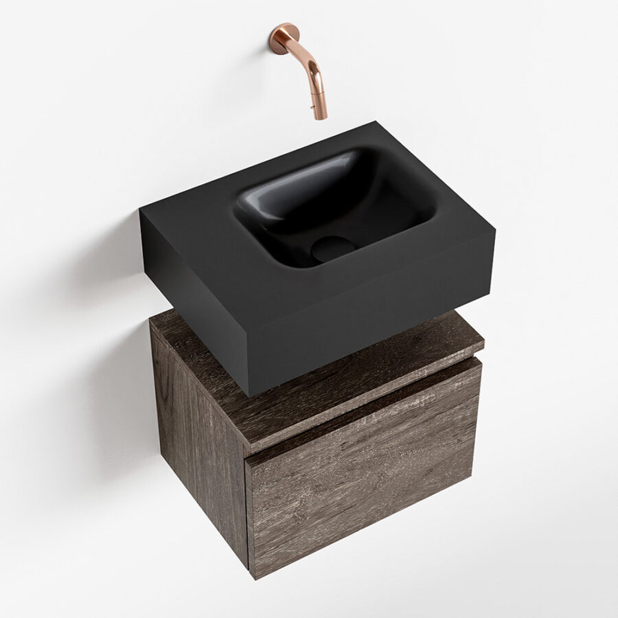 MONDIAZ ANDOR 40cm toiletmeubel dark brown. LEX 40cm wastafel urban positie rechts. Zonder kraangat - Afbeelding 4