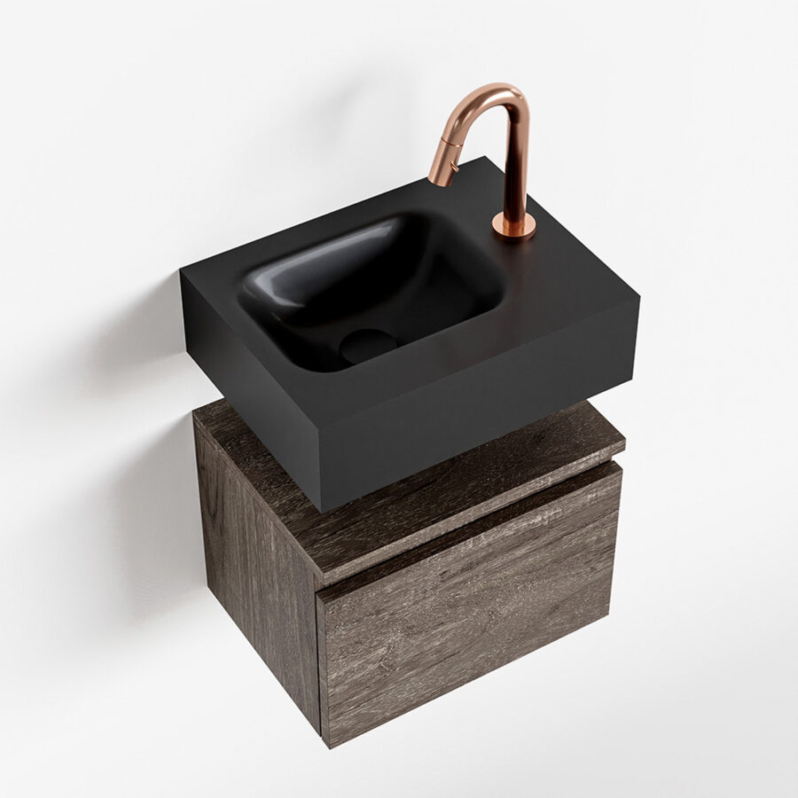 MONDIAZ ANDOR 40cm toiletmeubel dark brown. LEX 40cm wastafel urban positie links. Met 1 kraangat - Afbeelding 4