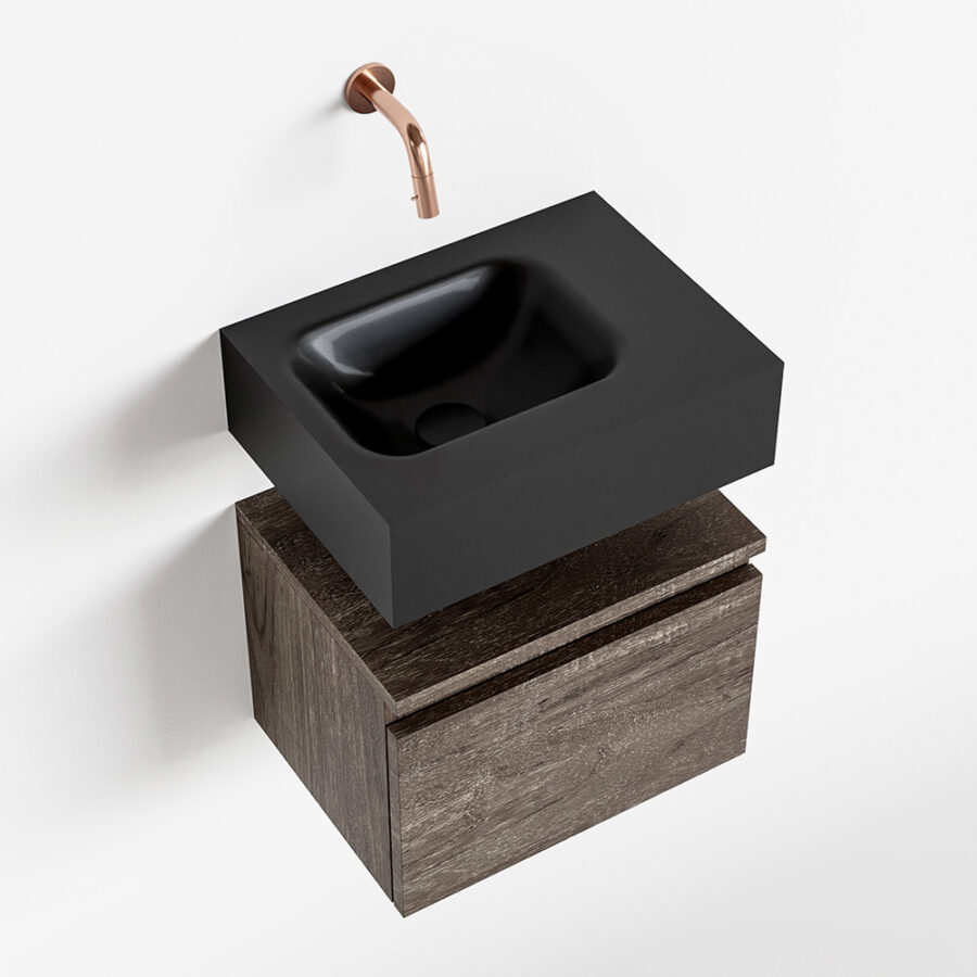 MONDIAZ ANDOR 40cm toiletmeubel dark brown. LEX 40cm wastafel urban positie links. Zonder kraangat - Afbeelding 4